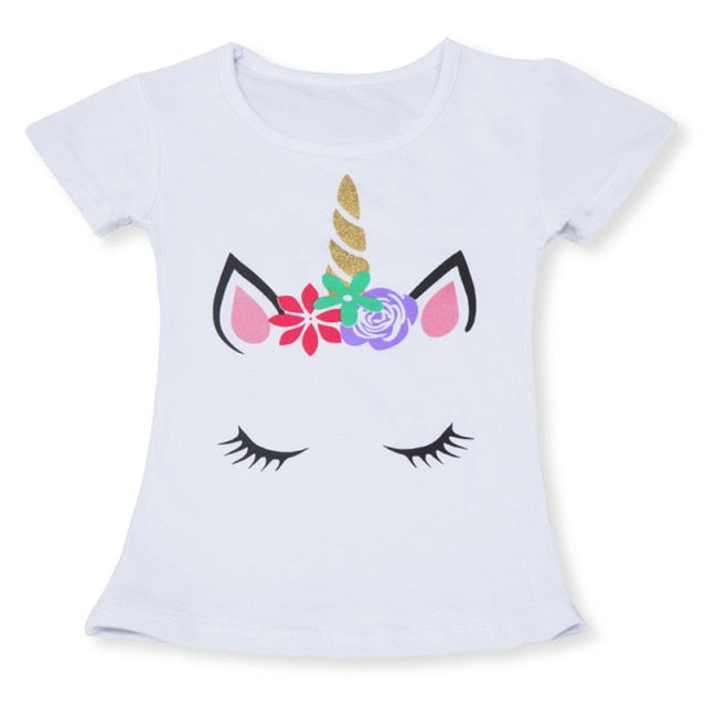Summer Comfortable Lovely Toddler Girls Short Sleeve Cartoon Cotton T-Shirt