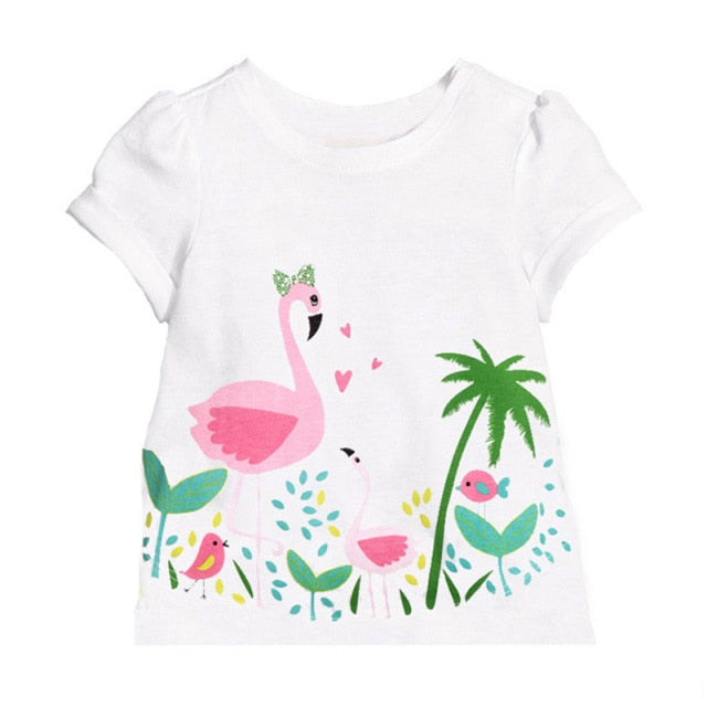 Summer Comfortable Lovely Toddler Girls Short Sleeve Cartoon Cotton T-Shirt