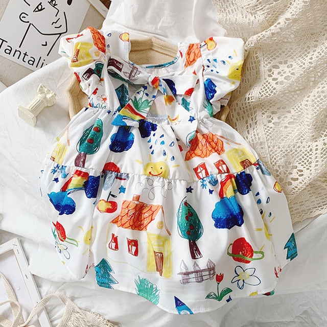 Dress Strap Hollow Embroidery Casual Sleeveless Party Princess Dress Baby Kids Girls Clothing