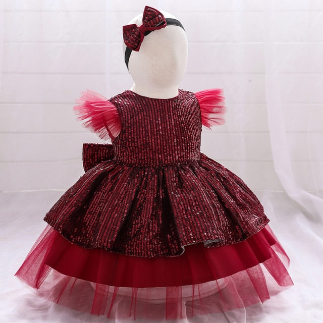 Christmas Sequin Cake Double Baby Girl Dress 1 Year Birthday Dress New Christmas Sequin Cake Double Baby Girl Dress 1 Year Birthday Dress New