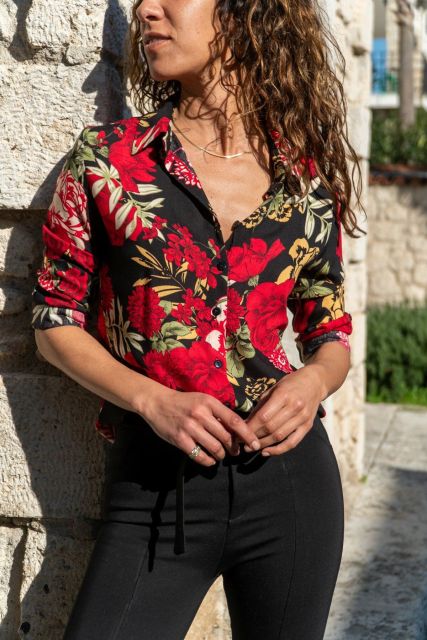 Floral Print Shirt Tops Ladies Fashion Turn-down Collar Long Sleeve Elegant Office Work Blouse Women Oversized