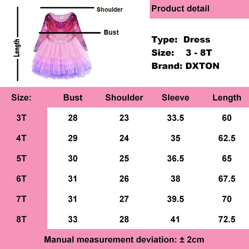 Long Sleeve Girls Dresses Unicorn Kids Dress For Girls 2019 Christmas Children Clothing Cotton Toddler Princess Dress 3-8Y