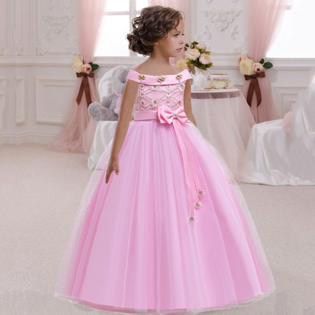 Kids Princess Dress For Girls Flower Ball Gown Baby Clothes Elegant Party Wedding Costumes Children Clothing