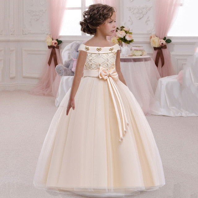Kids Princess Dress For Girls Flower Ball Gown Baby Clothes Elegant Party Wedding Costumes Children Clothing