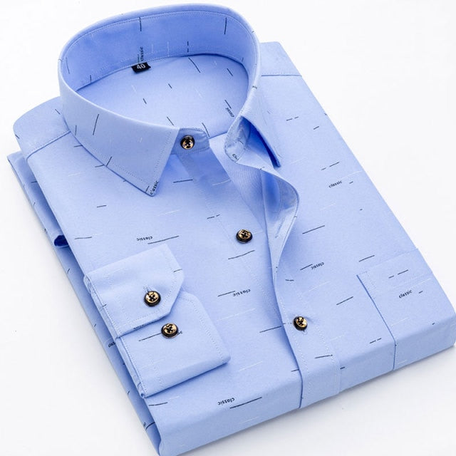 Mens Printed Floral Long Sleeve Casual Shirt Soft Thin Spring Summer Standard Fit Social Business Dress Shirt