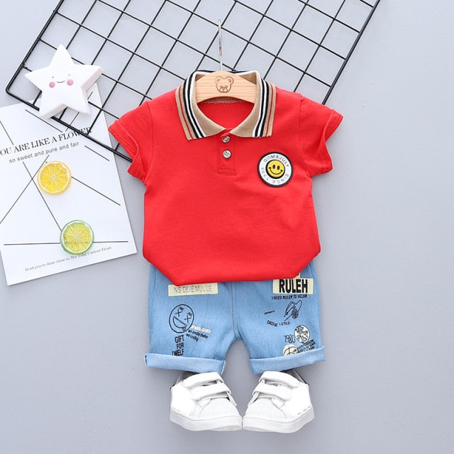 Children Baby Girls Custome Outfits Suits Boy Clothes Kids Toddler Boys Clothing Short T-Shirt + Pants Sets