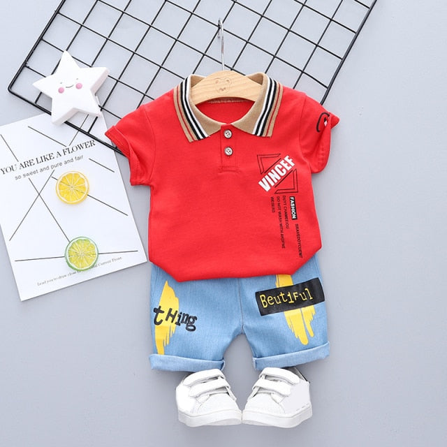 Children Baby Girls Custome Outfits Suits Boy Clothes Kids Toddler Boys Clothing Short T-Shirt + Pants Sets