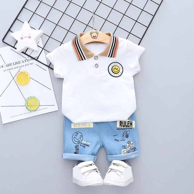 Children Baby Girls Custome Outfits Suits Boy Clothes Kids Toddler Boys Clothing Short T-Shirt + Pants Sets