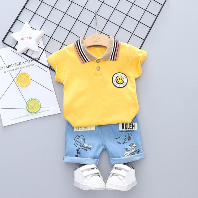 Children Baby Girls Custome Outfits Suits Boy Clothes Kids Toddler Boys Clothing Short T-Shirt + Pants Sets