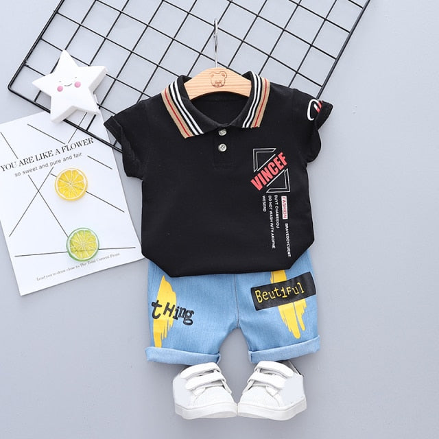 Children Baby Girls Custome Outfits Suits Boy Clothes Kids Toddler Boys Clothing Short T-Shirt + Pants Sets