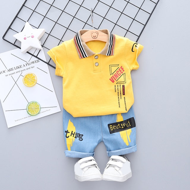 Children Baby Girls Custome Outfits Suits Boy Clothes Kids Toddler Boys Clothing Short T-Shirt + Pants Sets