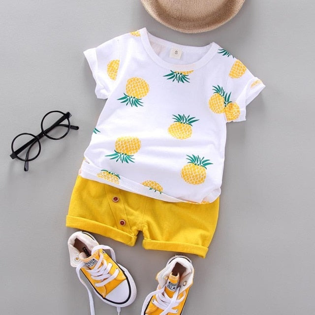 Children Baby Girls Custome Outfits Suits Boy Clothes Kids Toddler Boys Clothing Short T-Shirt + Pants Sets