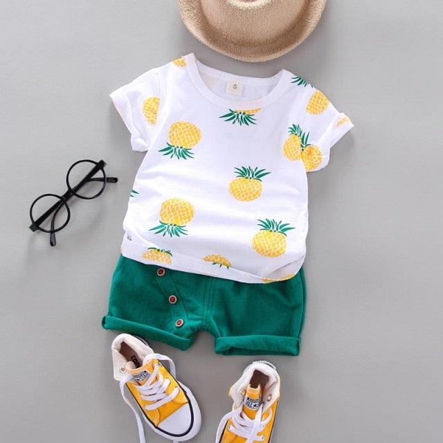 Children Baby Girls Custome Outfits Suits Boy Clothes Kids Toddler Boys Clothing Short T-Shirt + Pants Sets