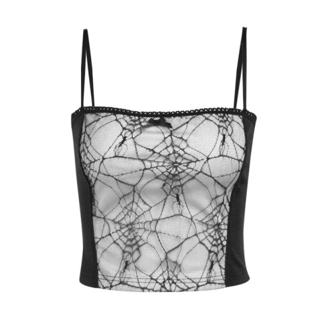 Gothic Grunge Corset Crop Top Vintage Women Lace Trim Black Cami Top Harajuku Retro Mini Vest Punk Style Emo Alt Clothes