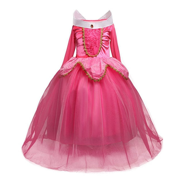 Fancy Girl Princess Dresses Beauty Belle Cosplay Costume Snow Christmas Halloween Princess Dress up Children Party Clothes