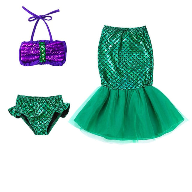 Girls Little Mermaid Dress Up Outfit Kids Halloween Princess Costume Children Ariel Party Clothes for Carnival 3 4 5 6 7 8 9 10T