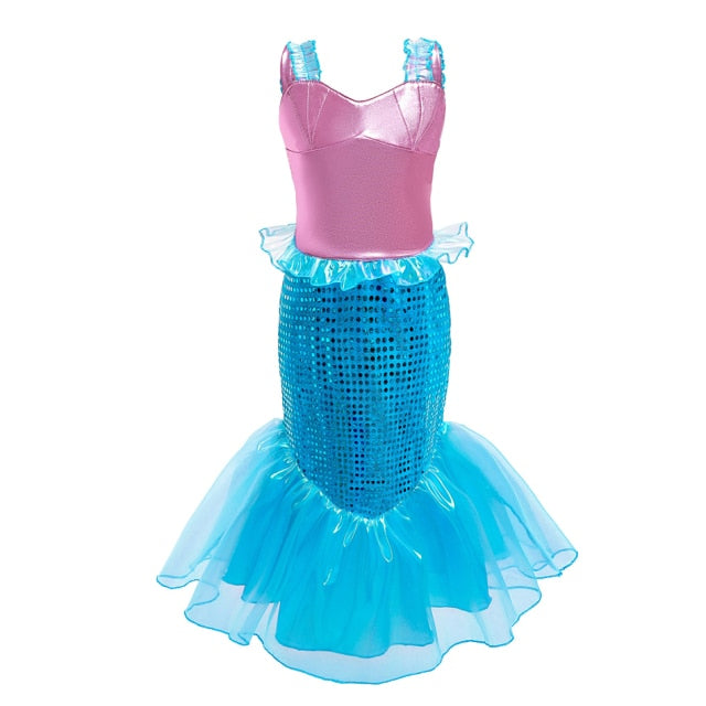 Girls Little Mermaid Dress Up Outfit Kids Halloween Princess Costume C Girls Little Mermaid Dress Up Outfit Kids Halloween Princess Costume C