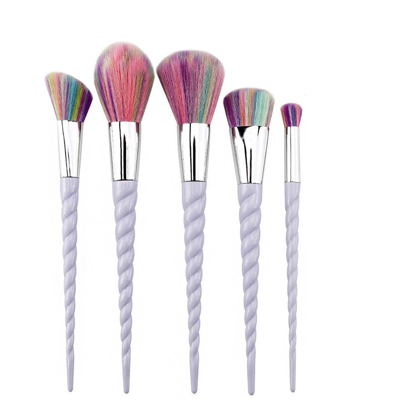 5pcs Unicorn Makeup Brushes Set rainbow hair Cosmetic Foundation Eyshadow Blusher Powder Blending Smooth Brush beauty tools kits