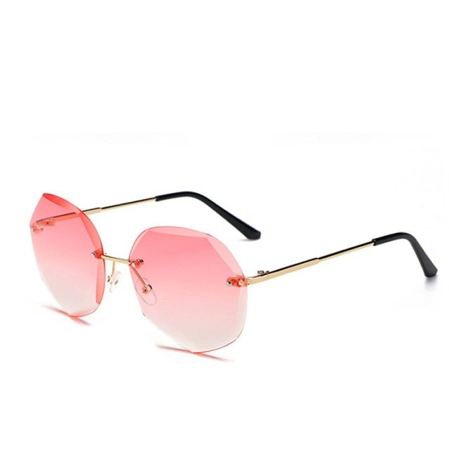 Fashion Tea Gradient Sunglasses Women Ocean Water Cut Trimmed Lens Met