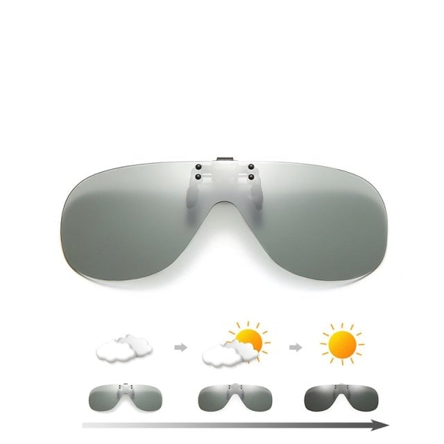 Rimless Flip Up Clip On Sunglasses Men Driving UV400 Polarized Mirror Blue Lens Fishing Big Size Fancy Design Eyeglasses