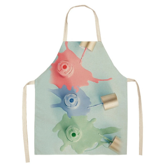 Nail Polish Lipstick Beauty Kitchen Women Apron Household Cleaning Cotton Linen Pinafore Salon Home Cooking Baking Adult BIb