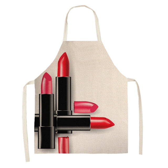 Nail Polish Lipstick Beauty Kitchen Women Apron Household Cleaning Cotton Linen Pinafore Salon Home Cooking Baking Adult BIb