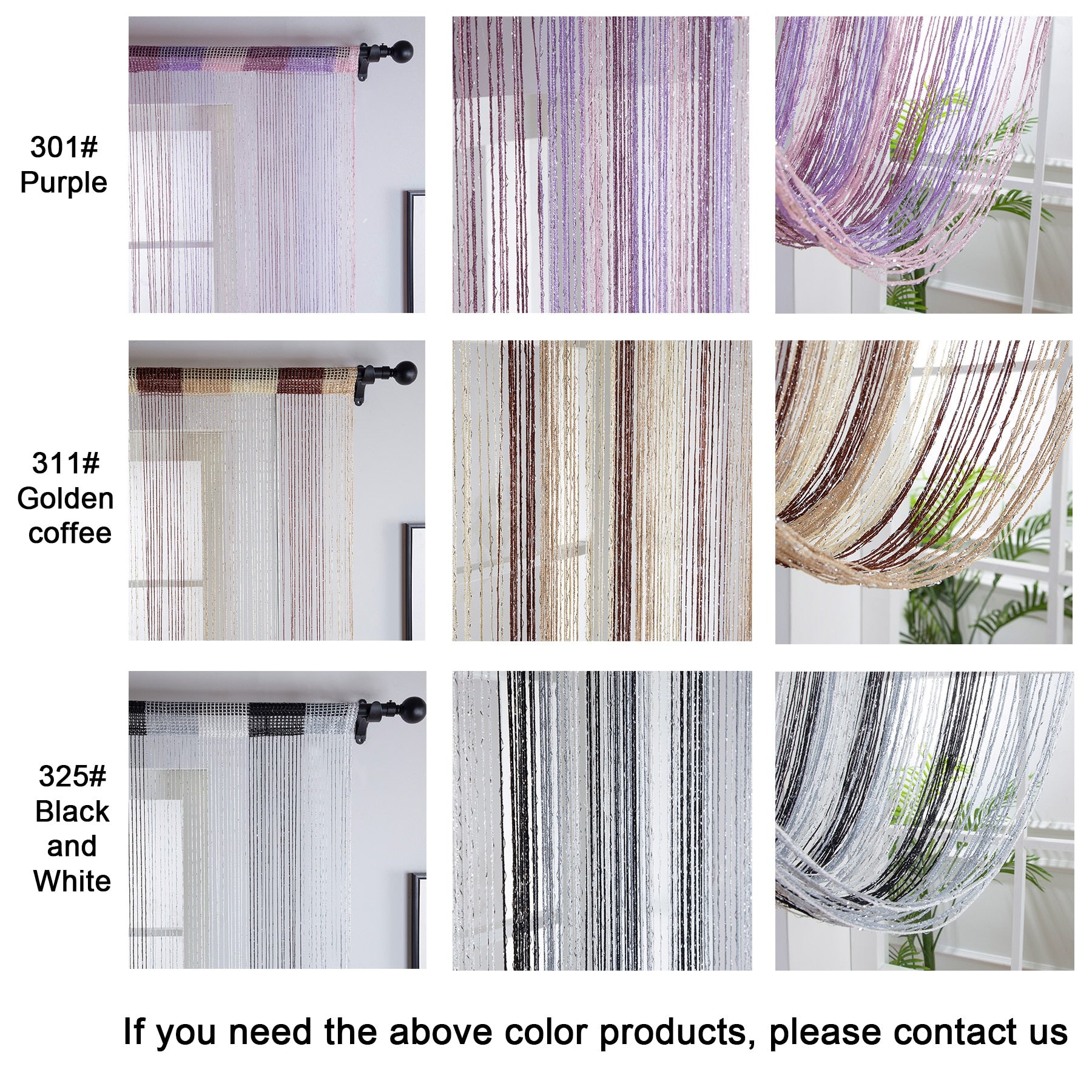 Line curtain  Tassel Flash Curtain Decoration For Living Room Bedroom Room divider Door Decorate Colorful Door curtain