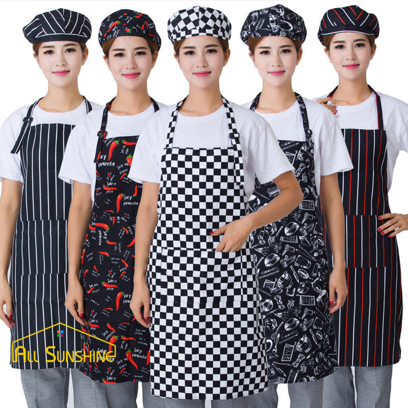 Adjustable Chili Pattern Apron Chef Waiter Kitchen Cook Apron With Pockets Polyester Halter Bib Delantal Cocina For Man Woman