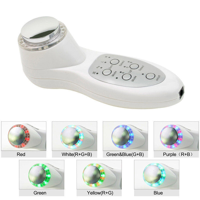 Portable Ultrasonic 7 LED Photon Skin Rejuvenation Light Therapy Face Lift Cleaner Anti Wrinkle Facial Beauty Massager
