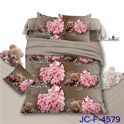 3d Bedding Sets Leopard Printed Queen Size 4Pcs Bedclothes Pillowcases Bed Sheet Duvet Cover Set.
