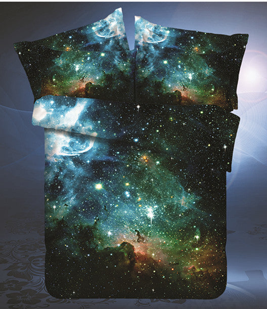 Hipster Galaxy 3D Bedding Set Universe Outer Space Themed Galaxy Print Bedlinen Duvet cover & pillow case queen SIZE