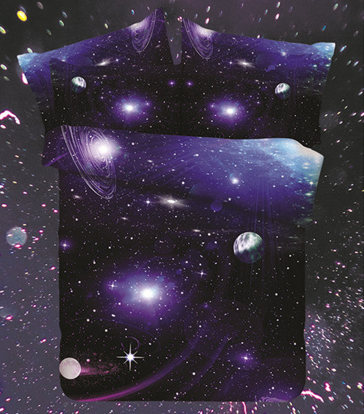 Hipster Galaxy 3D Bedding Set Universe Outer Space Themed Galaxy Print Bedlinen Duvet cover & pillow case queen SIZE