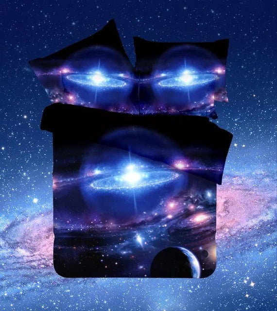 Hipster Galaxy 3D Bedding Set Universe Outer Space Themed Galaxy Print Bedlinen Duvet cover & pillow case queen SIZE