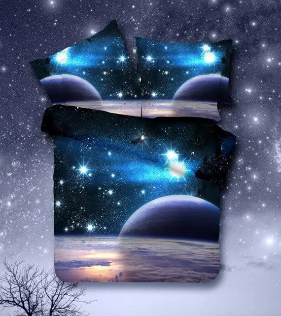 Hipster Galaxy 3D Bedding Set Universe Outer Space Themed Galaxy Print Bedlinen Duvet cover & pillow case queen SIZE