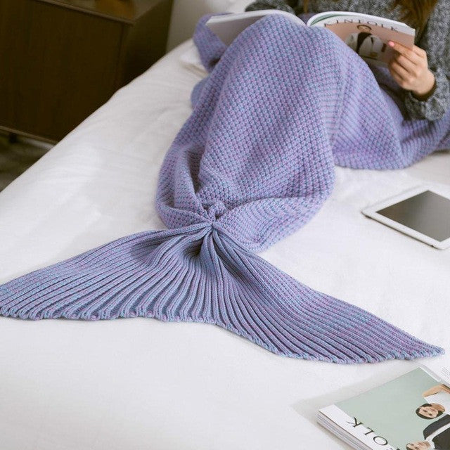 Mermaid Tail Blanket Yarn Knitted Handmade Crochet Mermaid Blanket Kids Throw Bed Wrap Super Soft Sleeping Bed 3 Sizes 1PCS/Lot