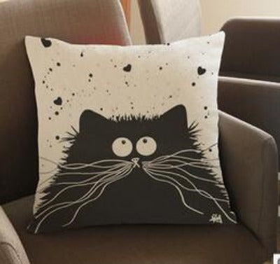 cartoon Cat pillow ,Married couples cartoon cushion ,Linen pillowcase,home decor sofa cushion,decorative Pillows no filling