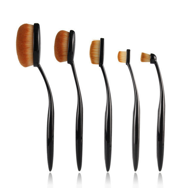 5 Pcs Cosmetic Oval Toothbrush Blush Powder Foundation Beauty Eyeshadow Makeup Brushes Set Kit Accessories High Qality