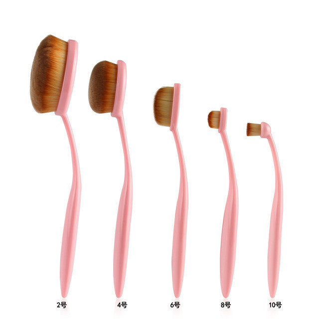 5 Pcs Cosmetic Oval Toothbrush Blush Powder Foundation Beauty Eyeshadow Makeup Brushes Set Kit Accessories High Qality