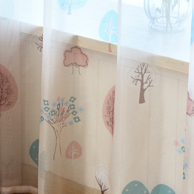 Elegant Kids Room Curtains Cartoon Tree Design Window Curtains for Children Baby Girl Boy Gift