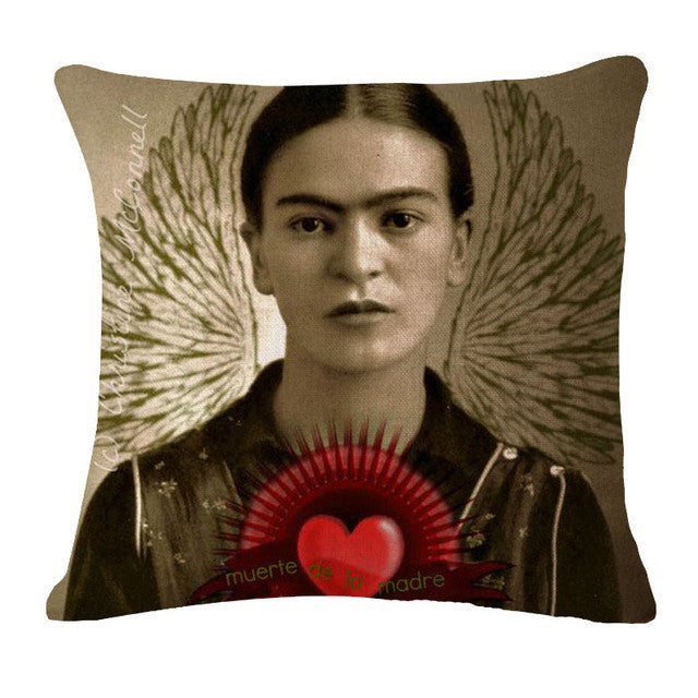 Square 18" Cushion Cover Frida Kahlo Colorful Flowers Pillowcase Woven Pillow Covers Polyester&Linen Home Decor Drop