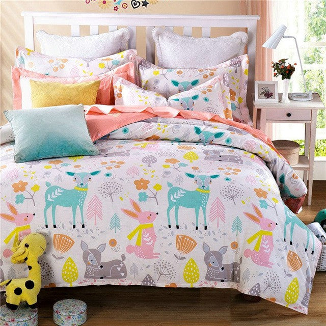 cartoon duvet cover sets 3pc bedding set 3pcs for children' bedroom colorful deer twin full queen single size