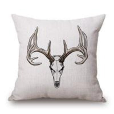 Modern Simple Pillow Case Wild Animal Elk Pattern Hunt Club Cotton Linen Chair Square Waist Throw Pillow Cover Home Textile