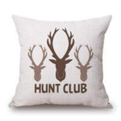 Modern Simple Pillow Case Wild Animal Elk Pattern Hunt Club Cotton Linen Chair Square Waist Throw Pillow Cover Home Textile