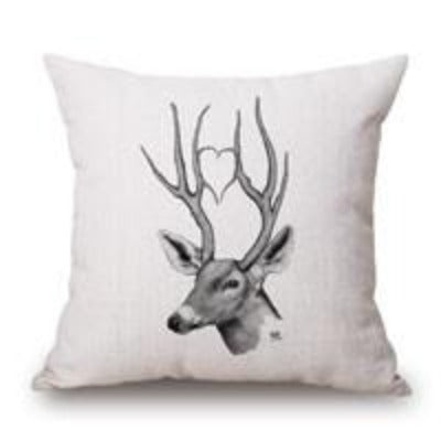 Modern Simple Pillow Case Wild Animal Elk Pattern Hunt Club Cotton Linen Chair Square Waist Throw Pillow Cover Home Textile