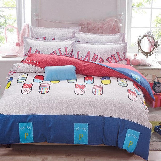 Plaid Bedding Set 4pcs polyester Cotton Duvet Cover Bed Sheet 2pcs Pillowcases Bedroom Textile Bed Linen Queen Kids Bed Set