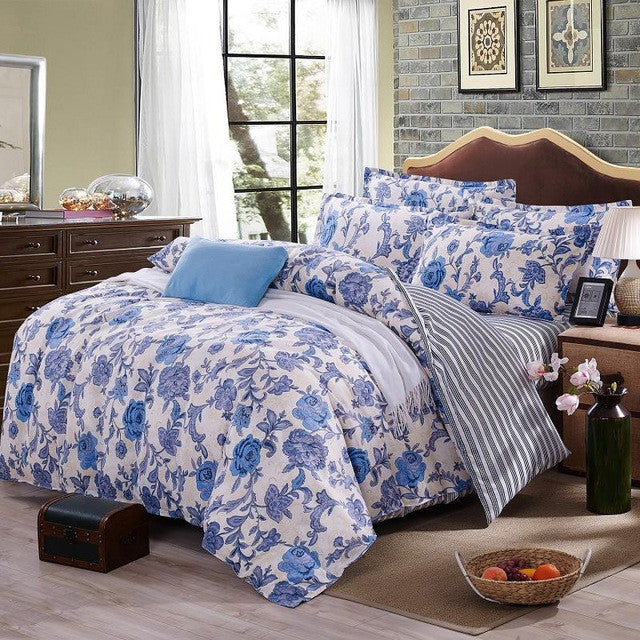 Plaid Bedding Set 4pcs polyester Cotton Duvet Cover Bed Sheet 2pcs Pillowcases Bedroom Textile Bed Linen Queen Kids Bed Set
