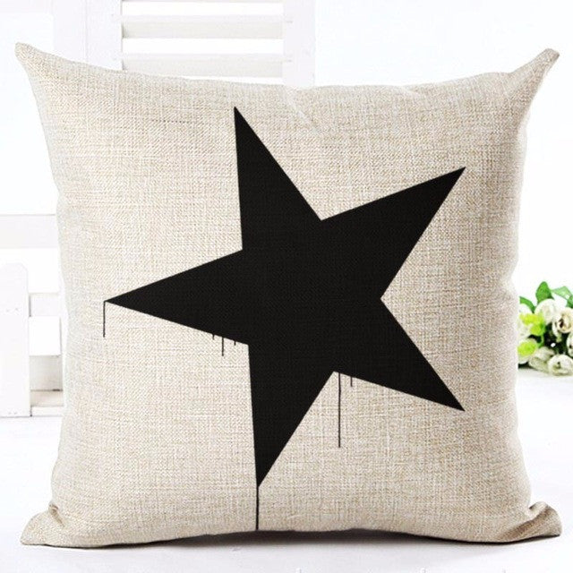 Deer Love Star Panda Printed Cotton Linen Pillowcase Decorative Pillows Cushion Use For Home Sofa Car Office