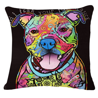 Animal Series Cartoon Style Throwpillow Decor Cushion Linen Cotton Colorful Dog Printed Pattern Throw Pillow Cushion Home Decor