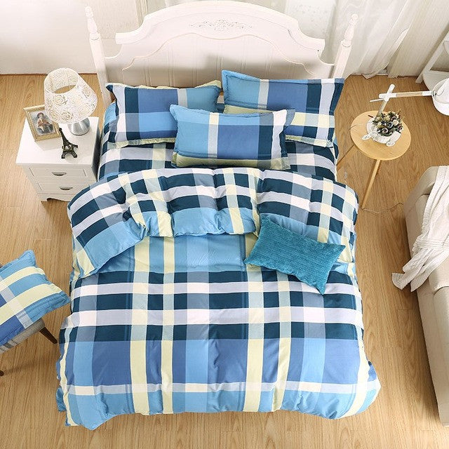 Fashion Bedding Set 4pcs/3pcs Duvet Cover Sets Soft Polyester Bed Linen Flat Bed Sheet Set Pillowcase Home Textile Drop Ship