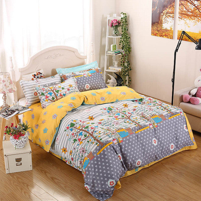 Fashion Bedding Set 4pcs/3pcs Duvet Cover Sets Soft Polyester Bed Linen Flat Bed Sheet Set Pillowcase Home Textile Drop Ship